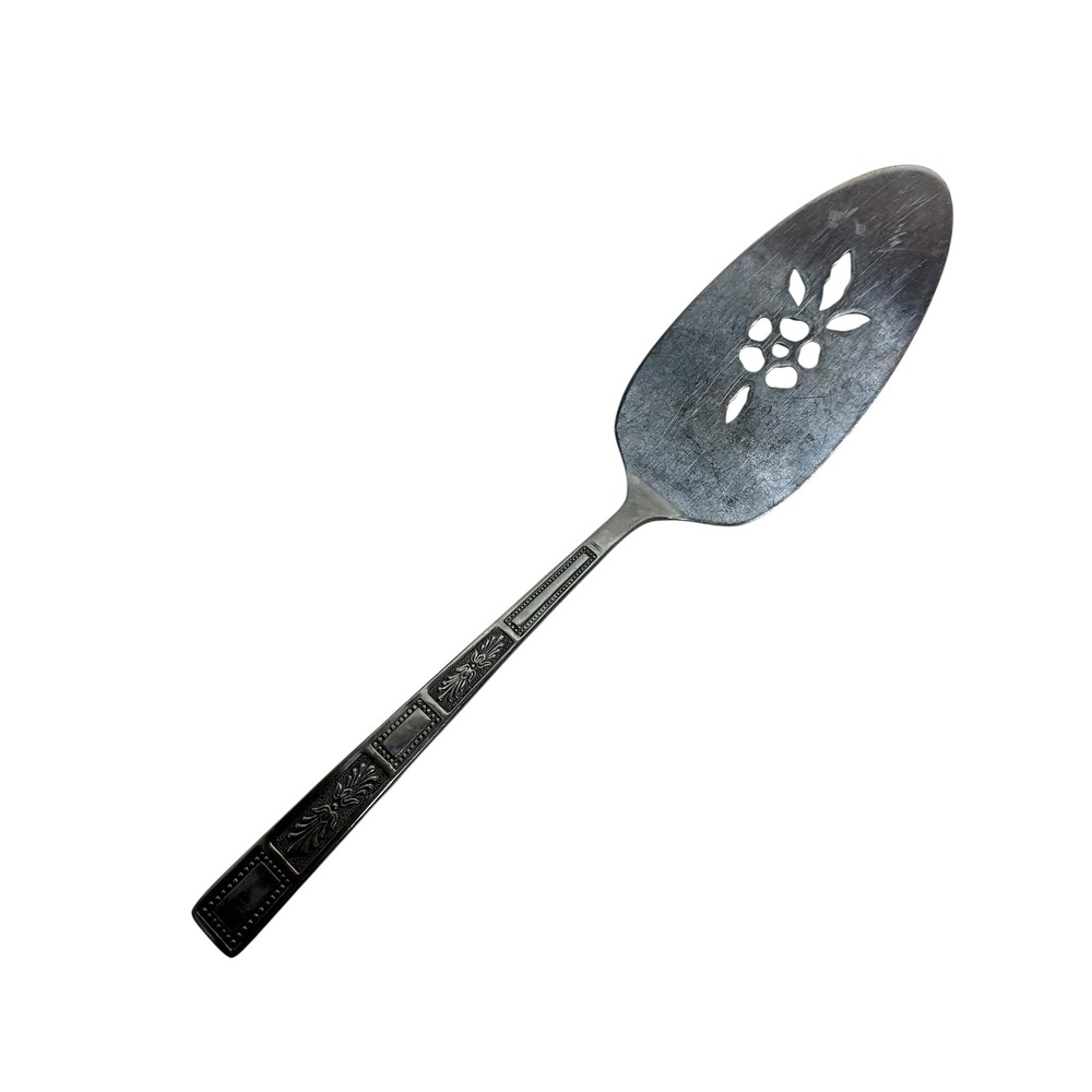Vintage Lifetime Stainless Japan Pie Cake Server‎ Floral Cutout Geometric 8.5"